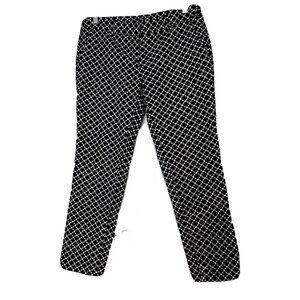 Kenar Pants Geometric Ankle Skinny Stretchy Mid Rise Size 8 Black White